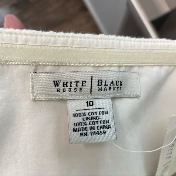 White Euro Summer Lace Trim Flare Dress Size 10 midi  Bodice Vacation Summer NWT - Picture 8 of 14